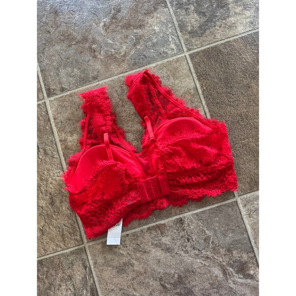 Aerie Eyelash Lace Plunge Bralette Chilly Red Size Small - Picture 9 of 12